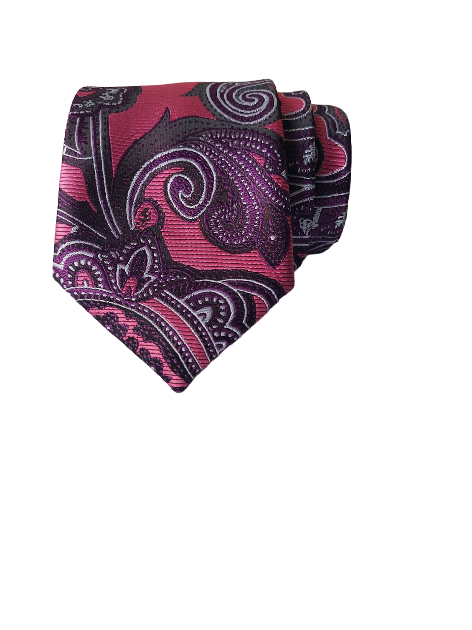 Purple & Pink Paisley Necktie with Pocket Square