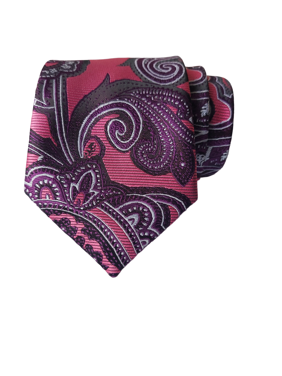 Purple & Pink Paisley Necktie with Pocket Square