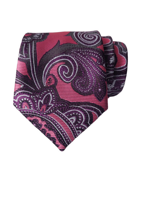 Purple & Pink Paisley Necktie with Pocket Square