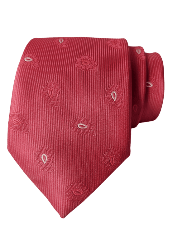 Red Paisley Necktie with Pocket Square