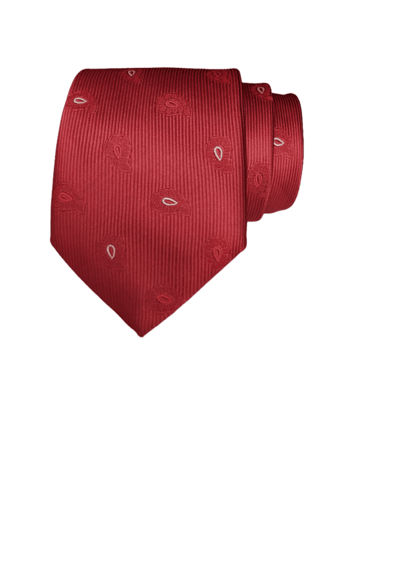 Red Paisley Necktie with Pocket Square