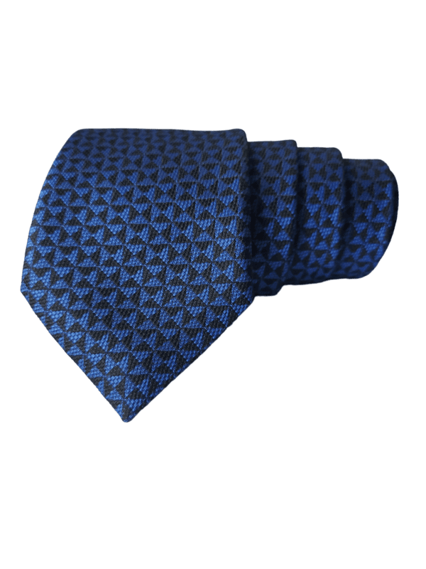 Blue & Black Floral Necktie with Pocket Square
