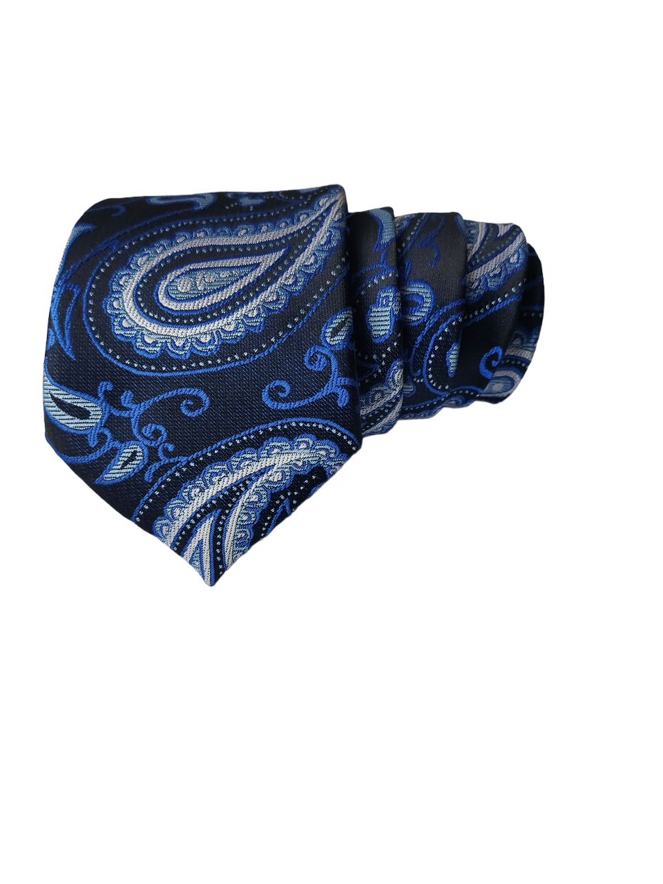 Blue Paisley Necktie with Pocket Square
