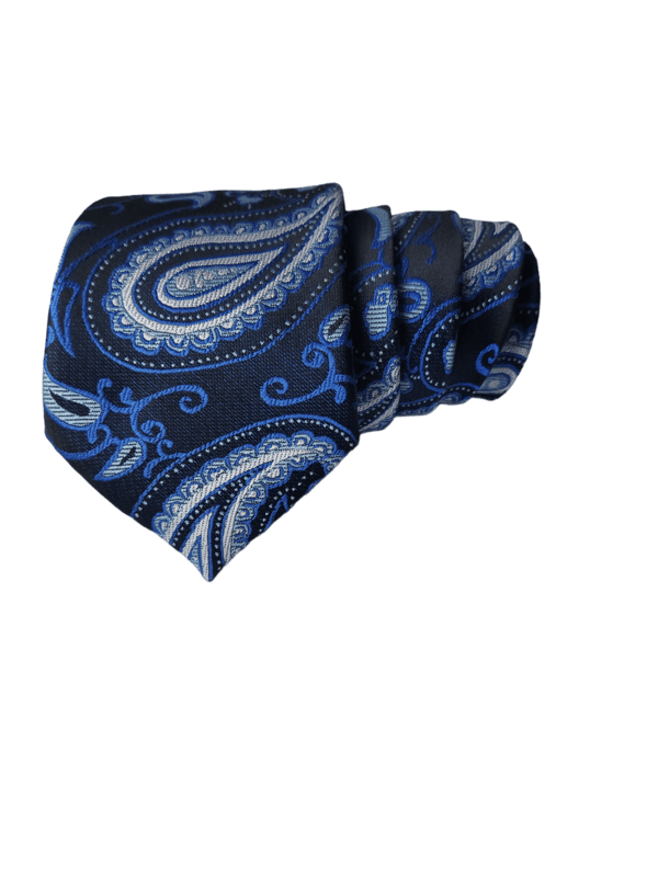 Blue Paisley Necktie with Pocket Square
