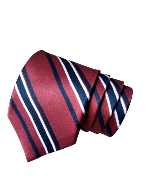 Burgundy & Navy Blue Striped Necktie