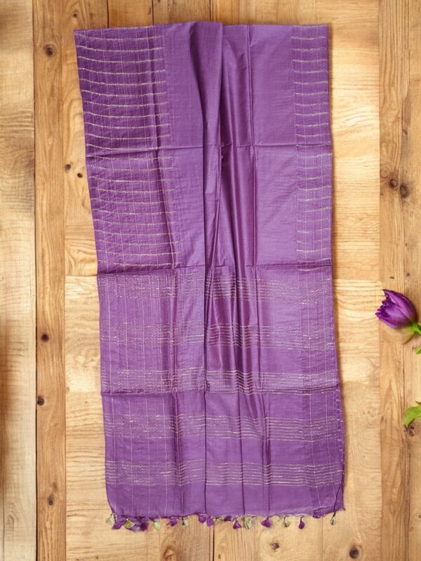 Dark Purple Woven Kota Silk Saree with Running Blouse