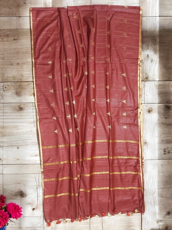 Maroon Woven Kota Silk Saree with Running Blouse