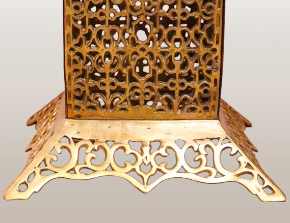 Brass Tall Chowki Stool With Forty Hanging Bells - 20 Inch Height