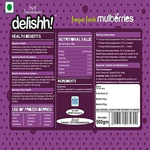 Delish Imported IQF Frozen Mulberries – 1 Kg