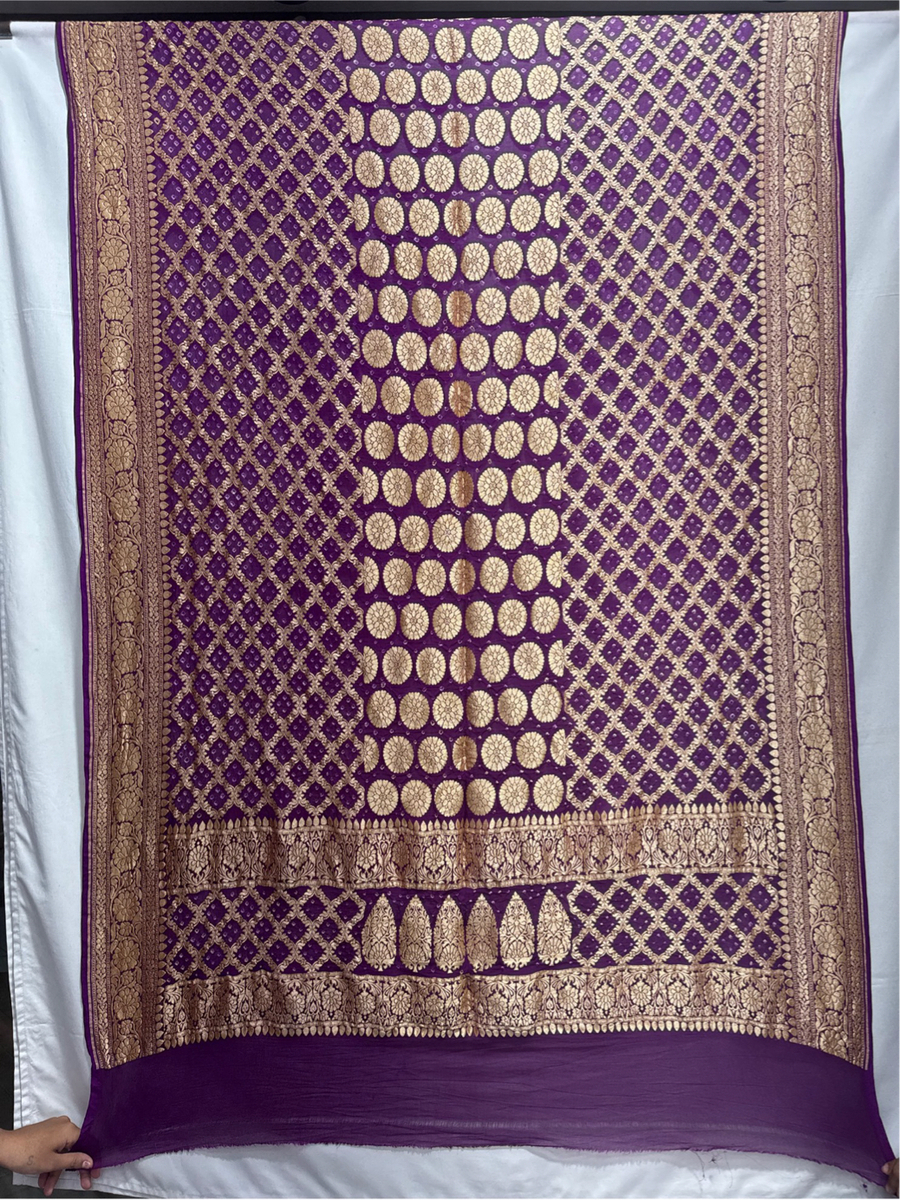 Kala Sanskruti All Over Magenta Color Banarasi Georgette Bandhani Dupatta – 2.5 M – Elegant Traditional Wear Unique Dupatta for Women