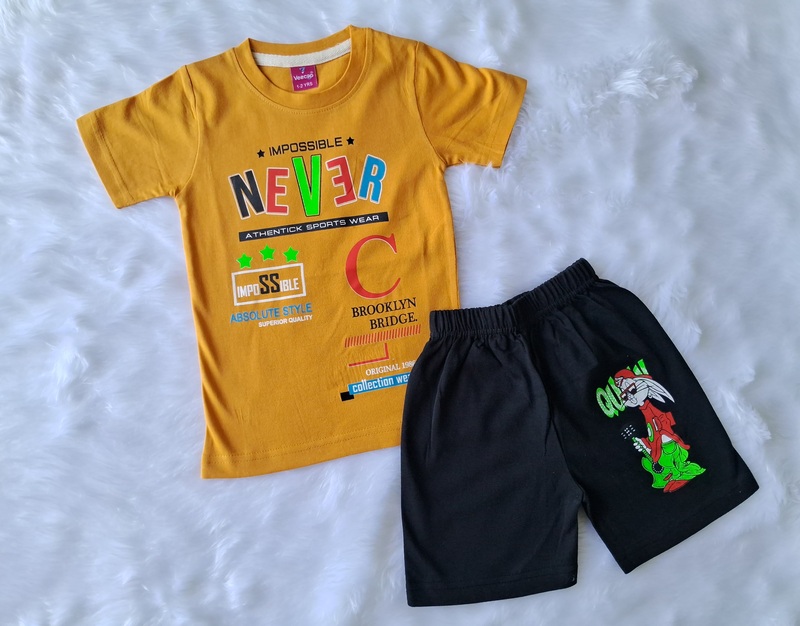 Cotton T Shirt with shorts - Yellow