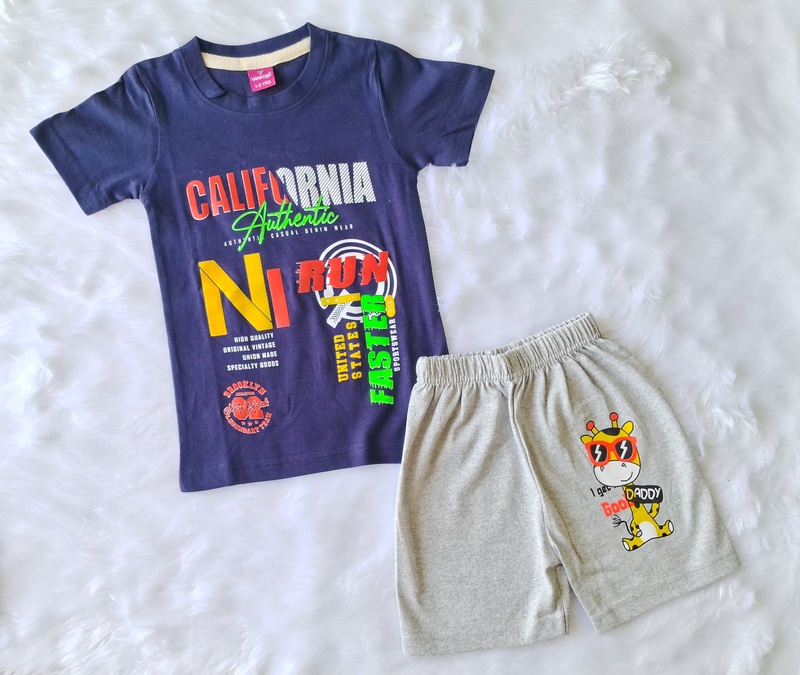 Cotton T Shirt with shorts - Blue