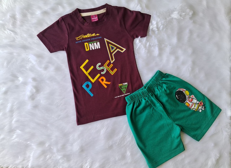 Cotton T Shirt with shorts - Brown