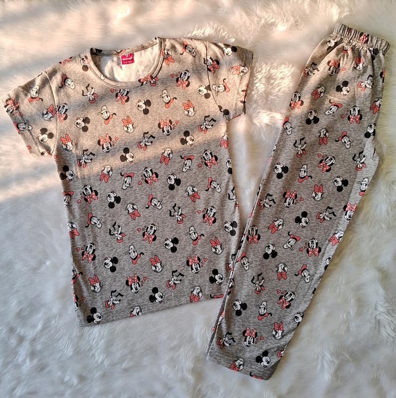 Cotton T Shirt with Pant - Grey Mickey