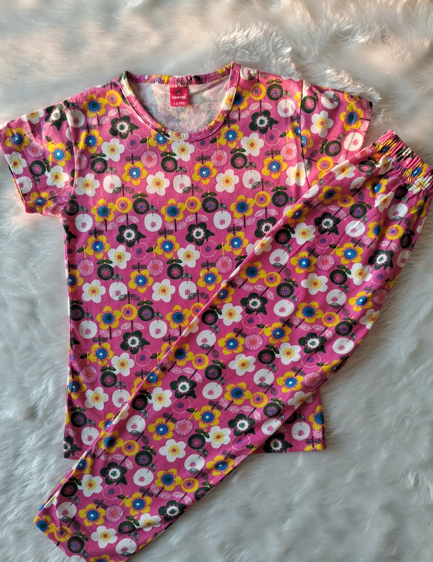 Cotton T Shirt with Pant - Pink flower