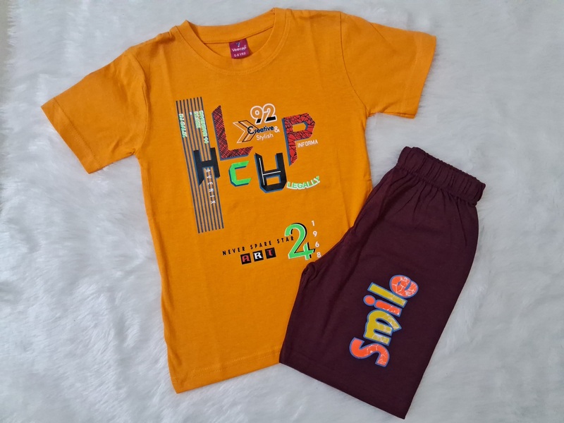 Cotton T Shirt with shorts - Yellow