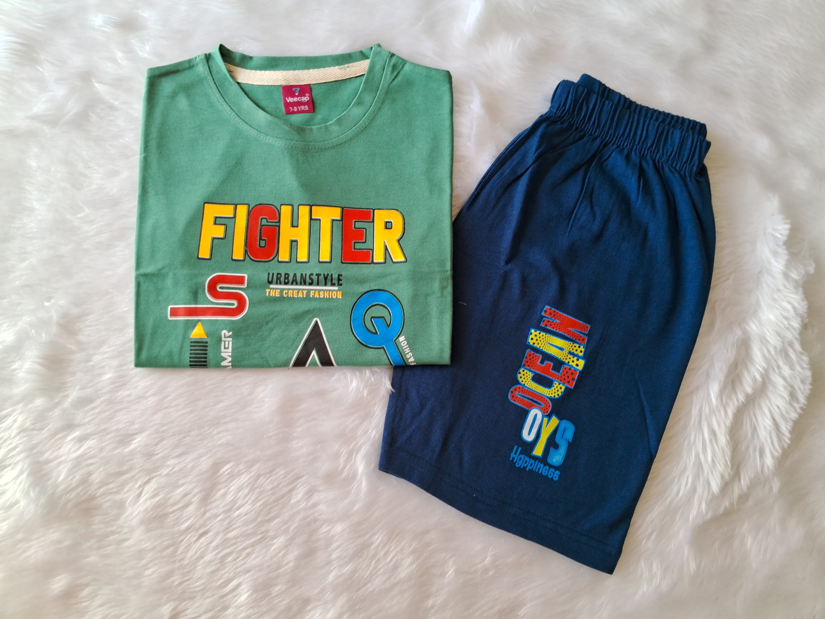 Cotton T Shirt with shorts - Green