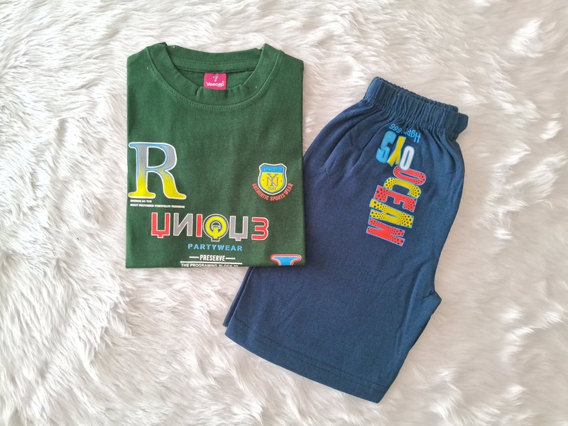 Cotton T Shirt with shorts - Green