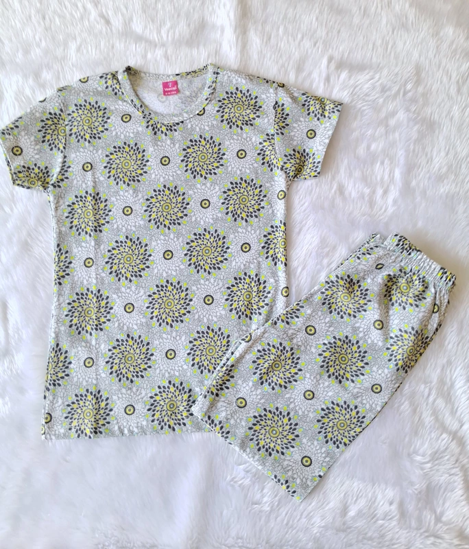 Cotton T Shirt with Pant - Grey Star