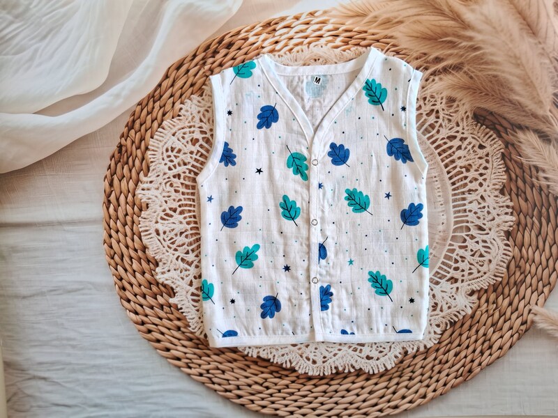 Muslin Jabla - Blue Leaf