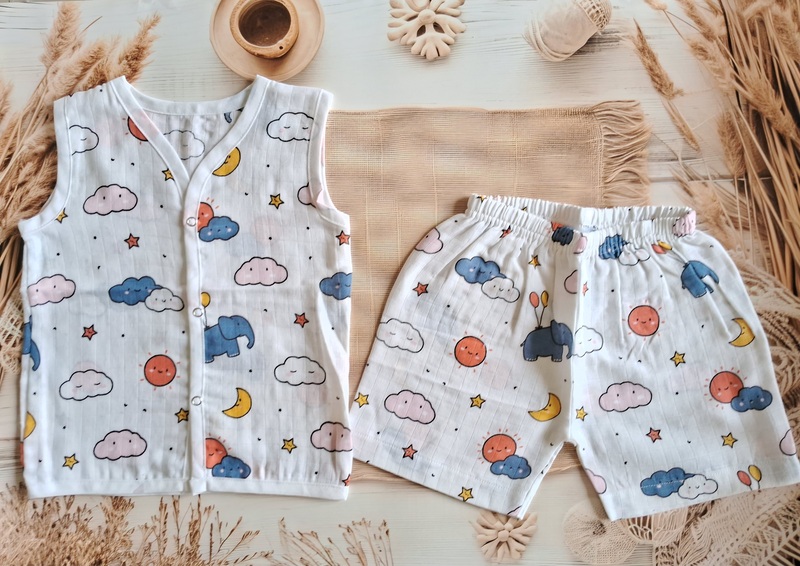 Muslin Jabla set -Elephant