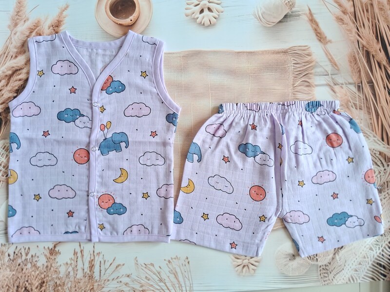 Copy of Muslin Jabla Set - Blue Elephant