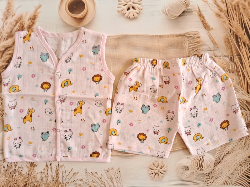 Muslin Jabla Set - Rose Animals
