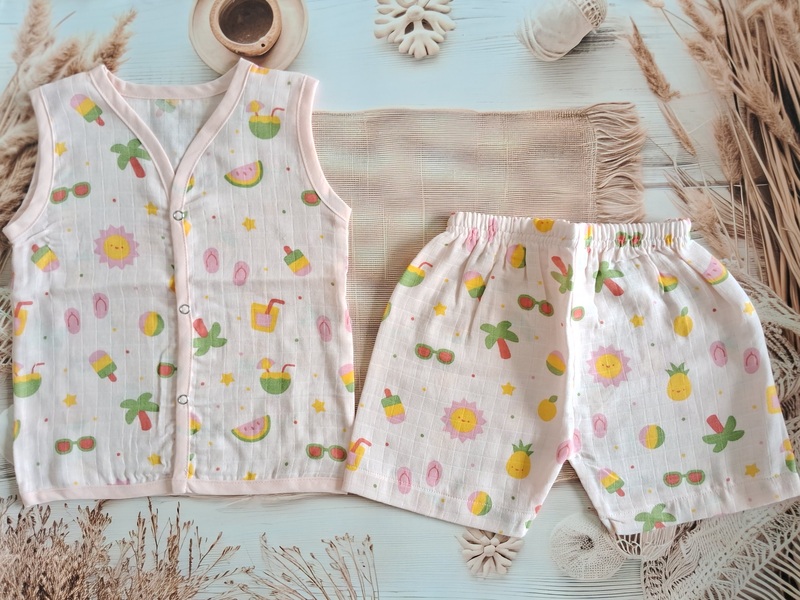 Muslin Jabla Set - Pink Beach