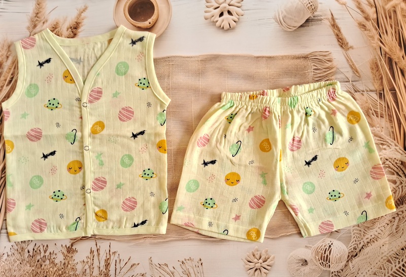 Muslin Jabla Set - Yellow Planets