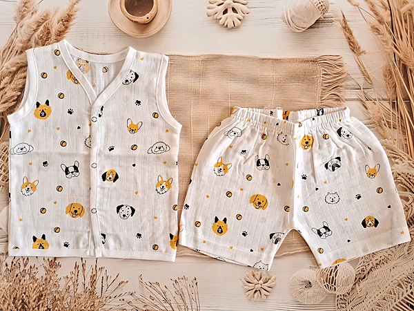 Muslin Jabla Set-Dog