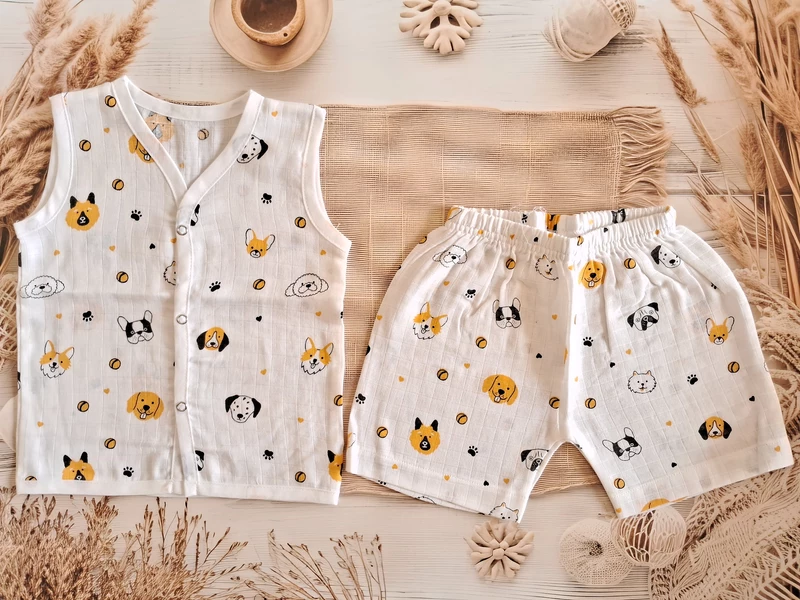 Muslin Jabla Set-Dog