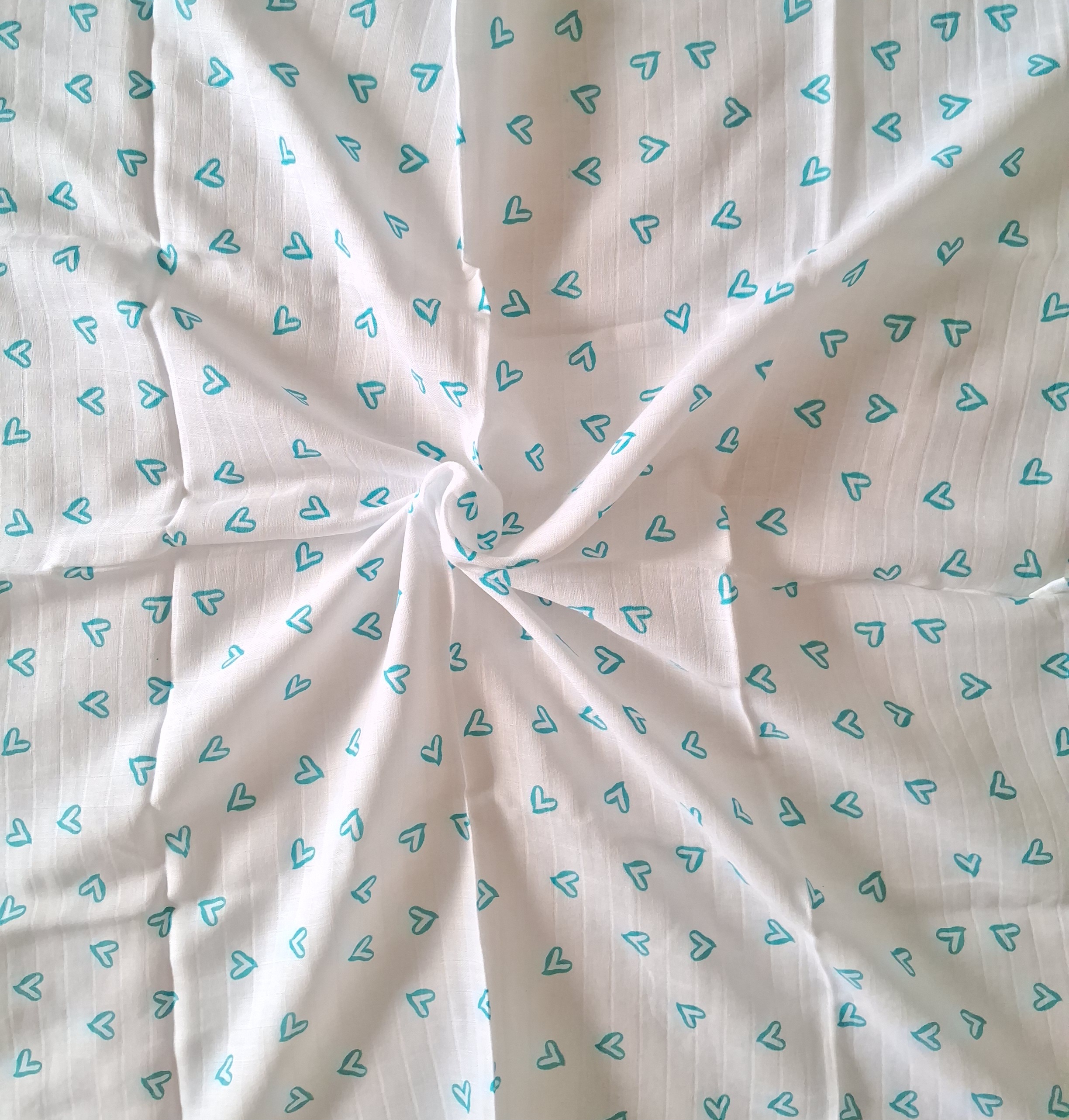 Muslin Baby bath towel - Blue heart