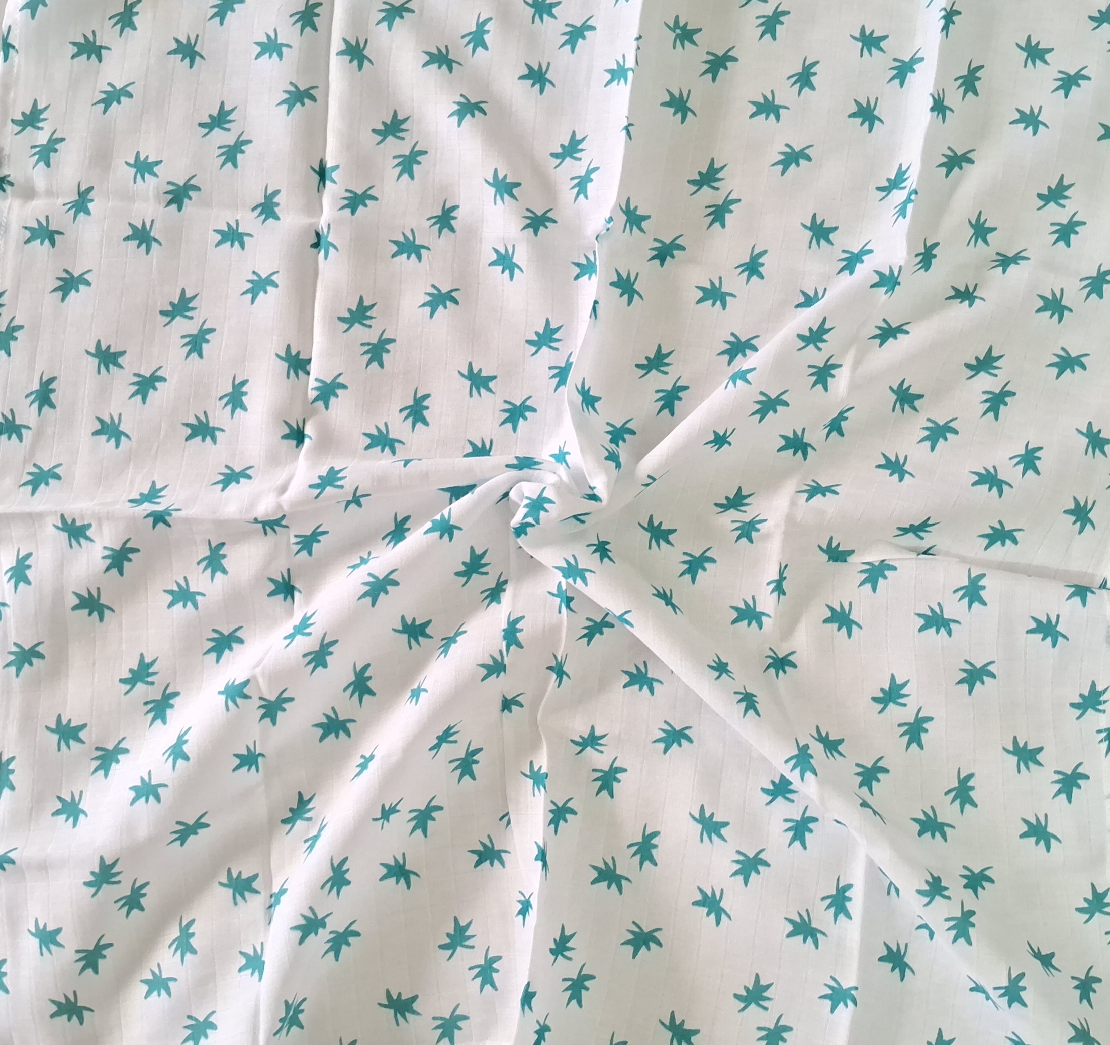 Muslin Baby bath towel - Blue Leaf
