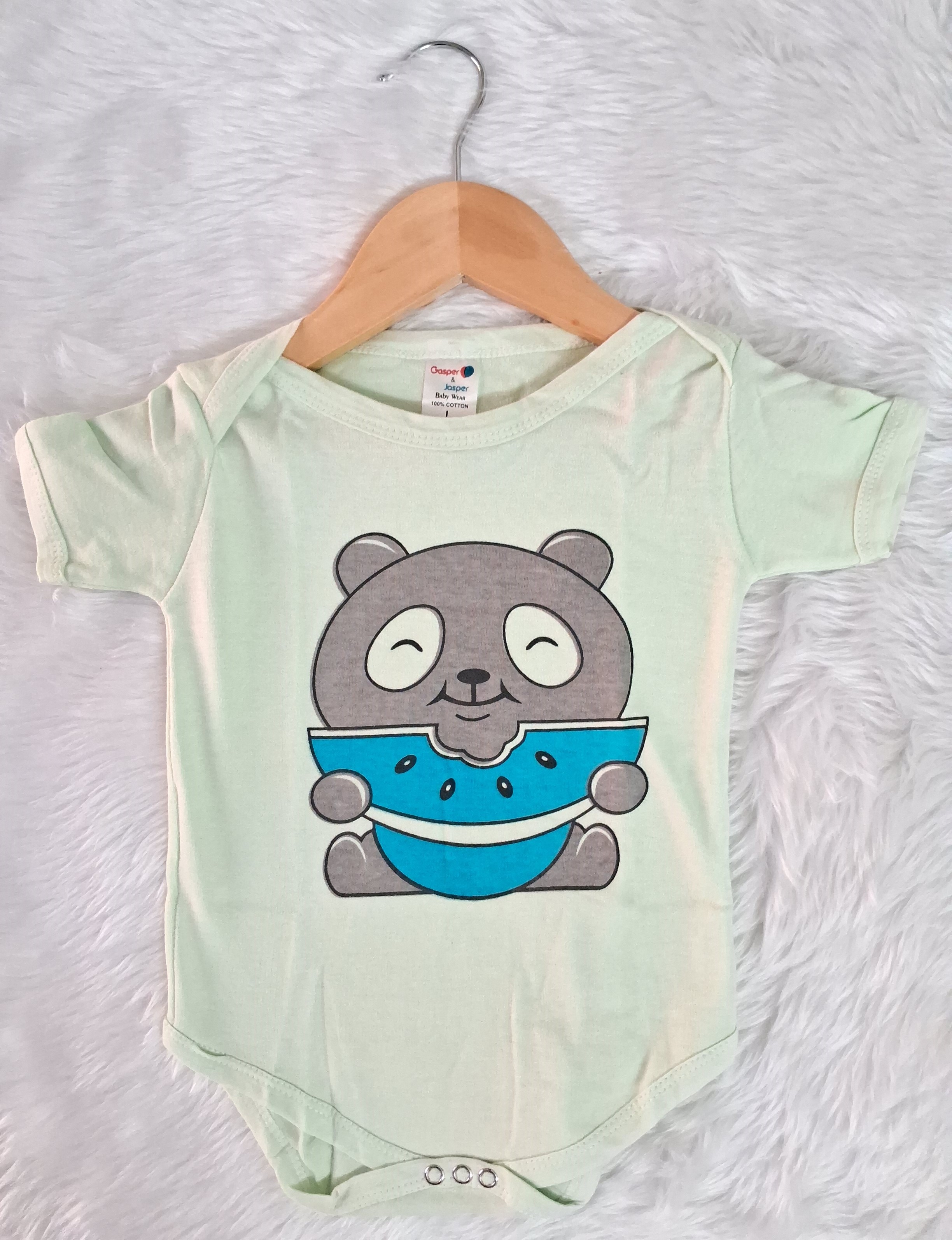 Cotton Romper - Green Panda