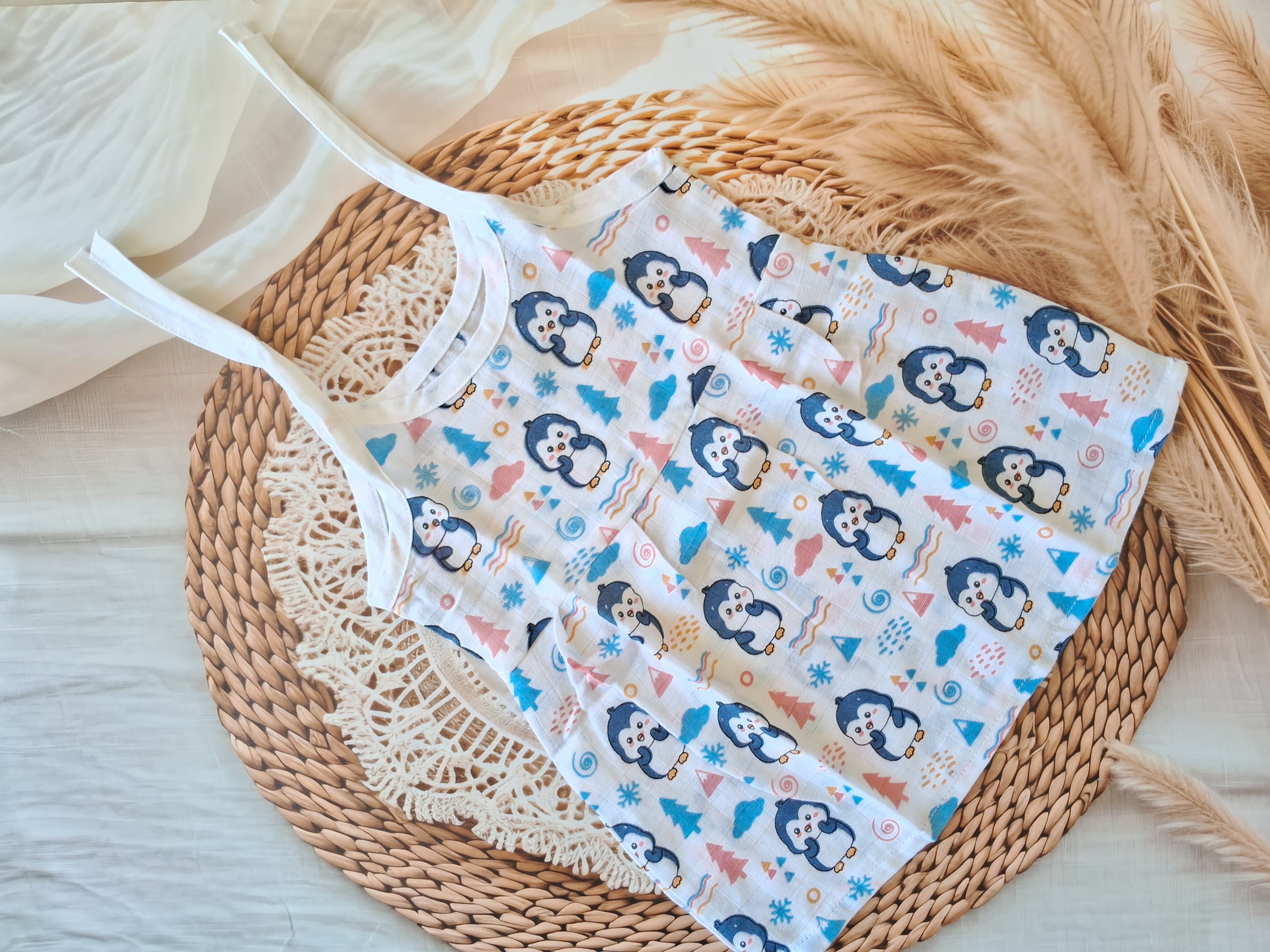 Muslin Knot Frock - Penguin