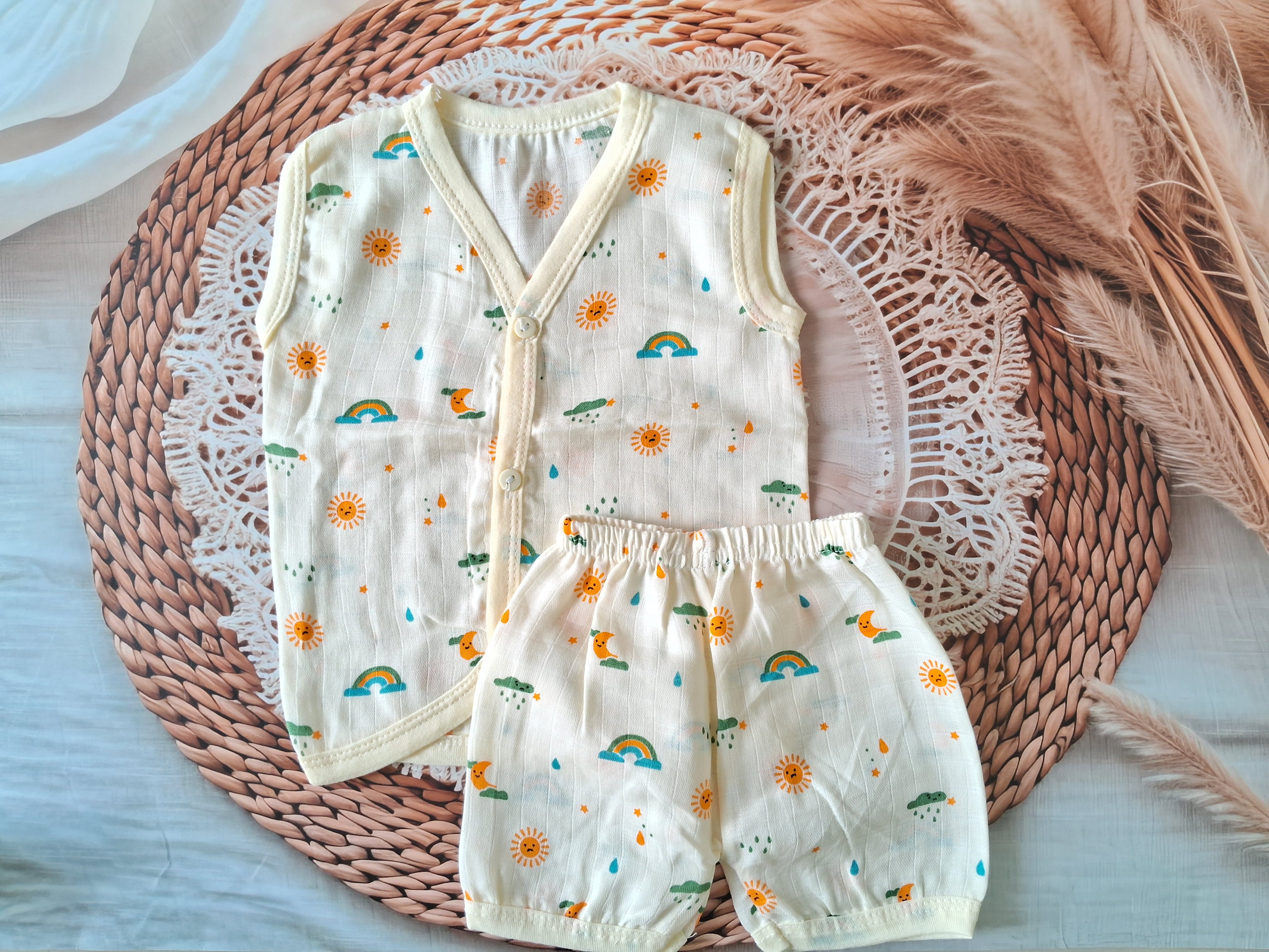 Muslin Jabla Set - Yellow Rainbow