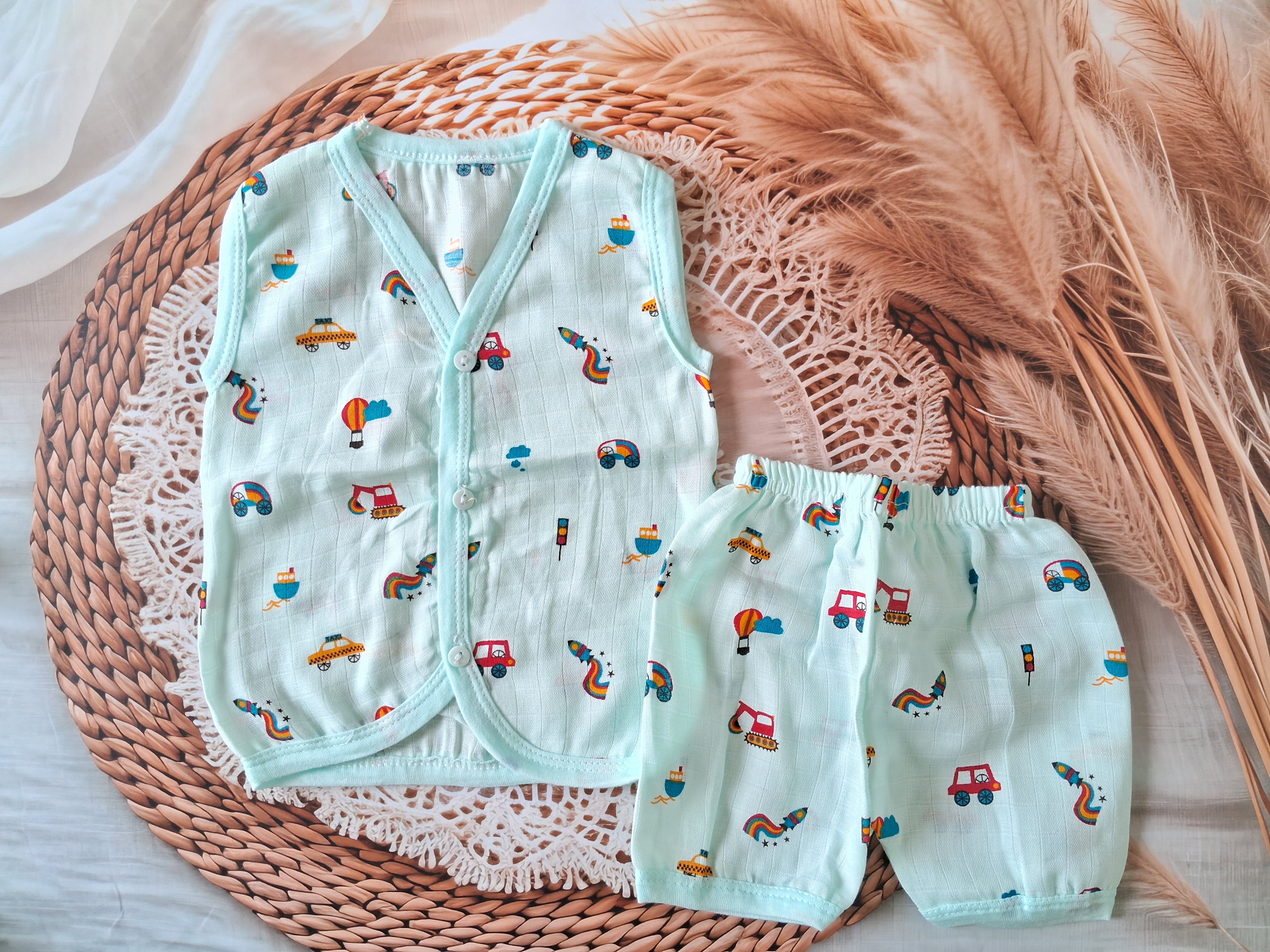 Muslin Jabla Set - Blue Vehicle