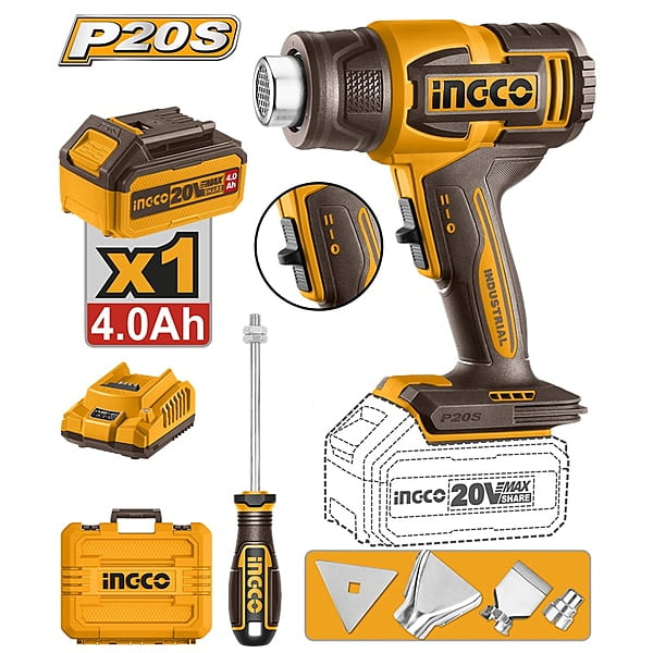 INGCO Cordless Heat Gun HGLI20065 (20V) INGCO Cordless Heat Gun HGLI20065 (20V)