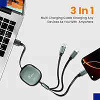Techie 3 in 1 Retracable Cable (Black)