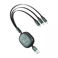 Techie 3 in 1 Retracable Cable (Black)