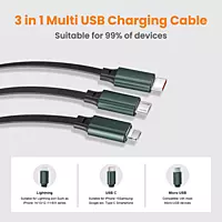 Techie 3 in 1 Retracable Cable (Black)