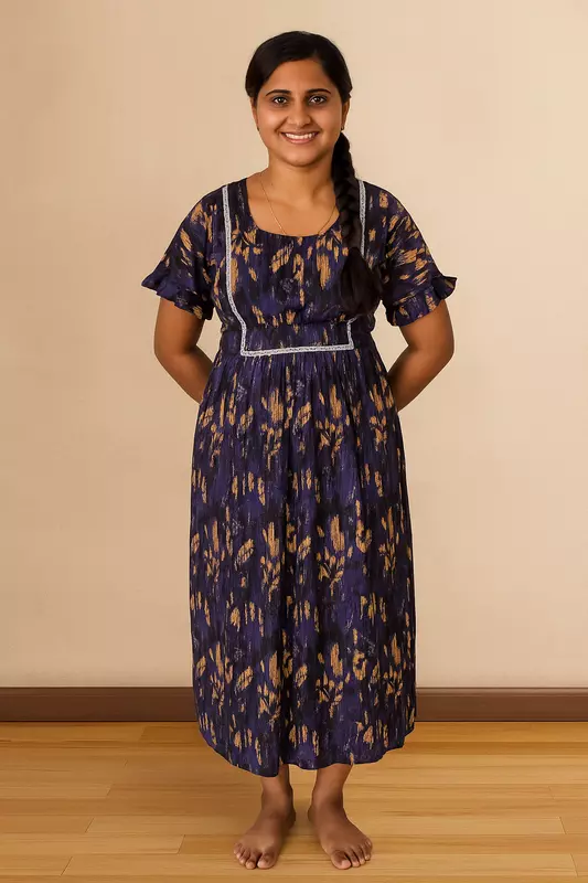 Feeding Dress-Lace-dark blue