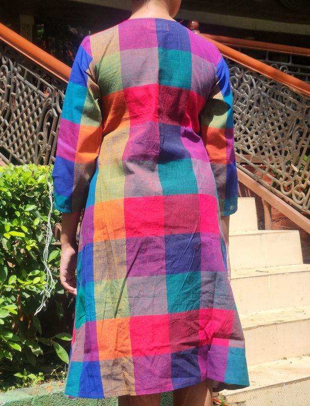 Rajeshwari's Ruffled Sides dress - Madras Checks Blue Hues