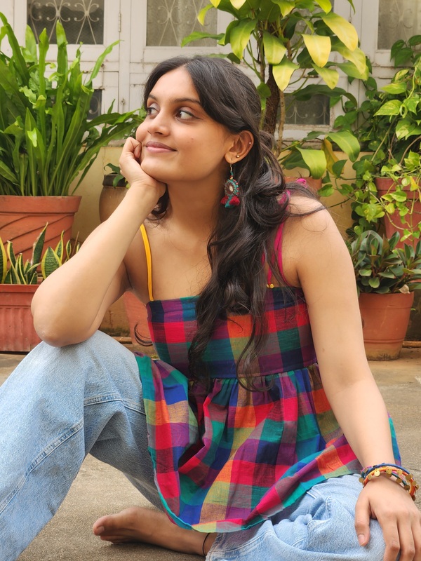 Vasanthi's Classic Tube Top in Madras Checks - Blue Hues