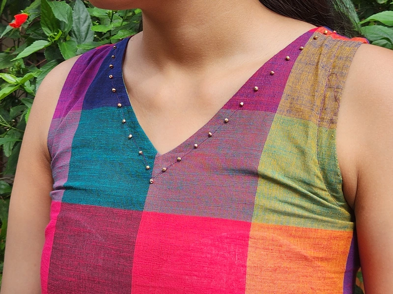 Saira's A-line Dress With a Back Tie - Blue Hues