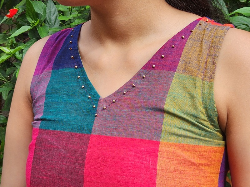 Saira's A-line Dress With a Back Tie - Blue Hues