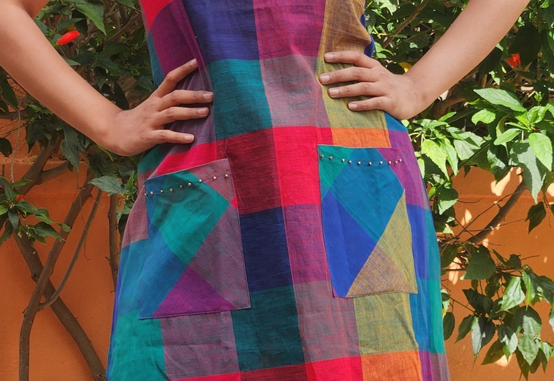 Saira's A-line Dress With a Back Tie - Blue Hues