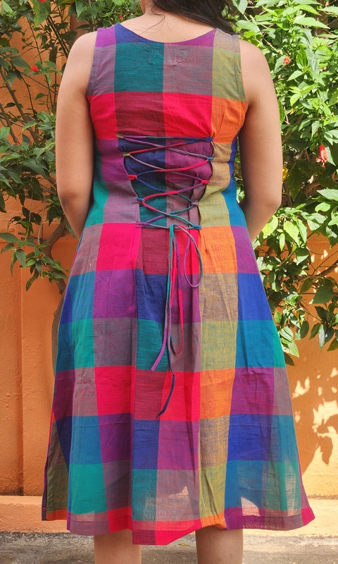 Saira's A-line Dress With a Back Tie - Blue Hues