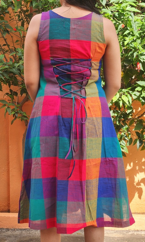 Saira's A-line Dress With a Back Tie - Blue Hues