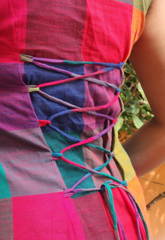 Saira's A-line Dress With a Back Tie - Blue Hues